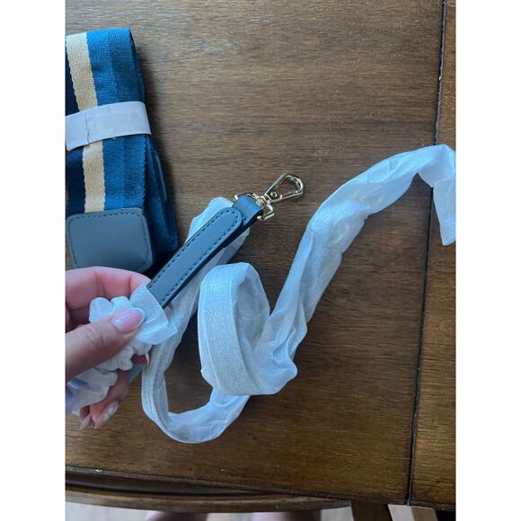 Genuine Leather Blue Purse Envelope Clutch Adjustable Straps - Picture 10 of 10